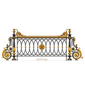 Barandilla de Balcón de Hierro Forjado de Lujo, Valla Metálica Decorativa Dorada, Diseño de Barandilla para Terraza de Villa al Aire Libre - Product Image 2