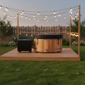 Nouvelle conception - Baignoire ovale en cèdre rouge pour 1 à 2 personnes avec doublure en acier inoxydable 304 - Product Image 1