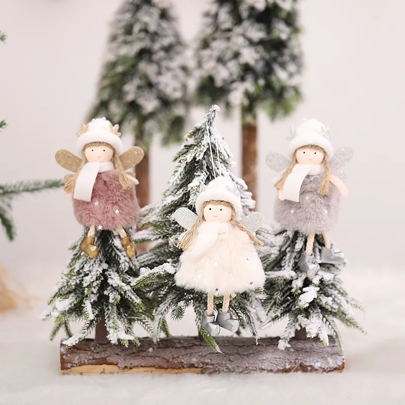 14*8.5cm plush fabric Christmas angel Xmas tree hanging ornaments complete handmade pretty girl dolls cute toys