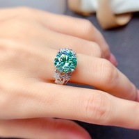 Luxe à la mode 5 carats Pigeon oeuf Simulation Mosan diamant bleu vert anneau ciel étoilé Micro incrusté coloré anniversaire de mariage