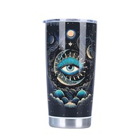 Tasse à café à motifs gobelet polychrome de 20 oz en acier inoxydable isolé sous vide tasse à boisson avec couvercle et paille