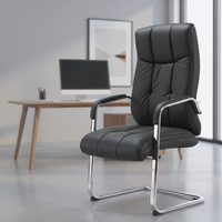 Chaises de bureau exécutives populaires en cuir véritable pour visiteurs et salles de conférence, réglables en hauteur, avec roulettes et coussin en cuir