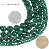 Perles Rondes de Malachite en Gros pour Fabrication de Bijoux Collier Perlé DIY en Pierres Précieuses 15,5 Pouces Gros 3/4/6/8/10/12/14 MM Polies