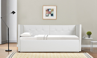 Willsoon Modern Design Single Daybed Schlafs ofa mit Trundle Soft Leather Polster Holzrahmen für Wohn möbel