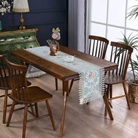 Chemin de table en dentelle florale brodée exquise, ajouré, tissu durable et réutilisable, bleu carré, couvre-table en ivoire, pour dîner et fête