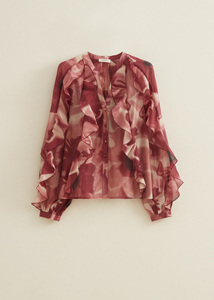 Chemisier à manches longues à volants pour femmes personnalisé <span class=keywords><strong>chemise</strong></span> à boutons avec détails en cascade bureau élégant sur mesure OEM usine de Chine - Product Image 6