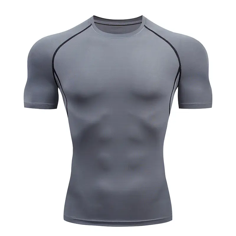 New 2023 Wholesale Manufacturer High Quality Low MOQ Sports Breathable Training Compression Gym Seamless Shirt for Men