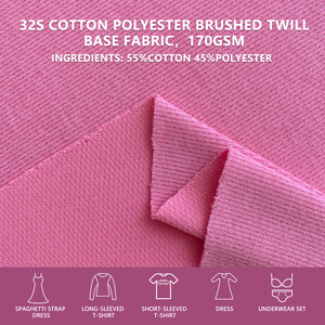 Tela base de punto de sarga cepillada de algodón y poliéster 32S, 190 cm de ancho, 170 g/m², suave y afelpada, para sudaderas, camisetas y prendas de vestir 5582 # - Product Image 2