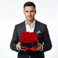 Bouquet de roses éternelles, arrangement de fleurs préservées, logo personnalisé, longue durée (3 à 5 ans), décoration de Noël, mariage, maison, cadeau