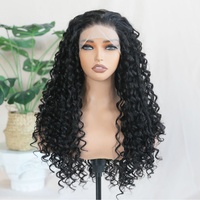 Perruque brésilienne longue 6*13 Lace Front ondulée bouclée noire résistante à la chaleur sans colle 32 pouces pour débutantes