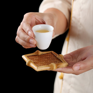 Handmade Bamboo Woven Teacup Coasters Square Heat Resistant <b>Tea</b> Room Kung Fu <b>Tea</b> <b>Set</b> Accessories - Product Image 4