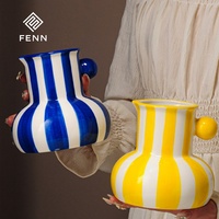 Vases décoratifs en céramique FENN, style minimaliste moderne, peints à la main, accessoires de poterie pour hôtel et maison, vase à fleurs