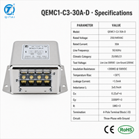 Filtre de ligne de puissance triphasé CA QEMC1-C3-30A-D, type terminal, 250/440VAC 50/60Hz pour panneau de commande de moteur