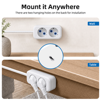 Multiprise Pheiyon 10A 230V à 2 prises, norme UE, IP20, en PP, câble de 1,5M/2M/3M pour la maison, le bureau et usage commercial