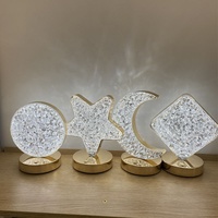 Lampe de table en cristal étoile et lune, très vendue, pour la décoration de la maison, 3 températures de couleur, lampe tactile