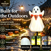 Lampu Taman Tenaga Surya Halloween dengan Bentuk Hantu dan Labu yang Dapat Diganti, Lampu LED Hangat Tahan Air untuk Dekorasi Taman, Halaman, dan Jalan Setapak