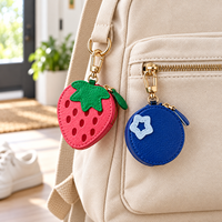 Porte-monnaie porte-clés mignon en forme de fruit, mini pochette zippée en similicuir avec clip pour femmes et filles, breloque de sac, cadeau et souvenir de fête