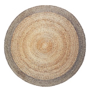 <span class=keywords><strong>Tappeto</strong></span> <span class=keywords><strong>Rotondo</strong></span> in Iuta con Bordo Intrecciato Nero, Stile Bohémien Artigianale, <span class=keywords><strong>Tappeto</strong></span> a Pelo Corto per Soggiorno - Product Image 3