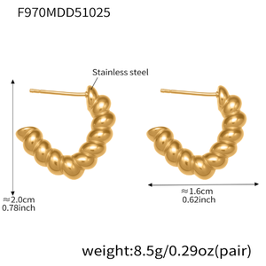 Einfache und trend ige galvani sierte Edelstahl-Ohr stecker aus 18 Karat Gold mit Gewinde und Gewinde - Product Image 5