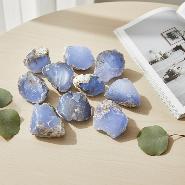 Wholesale YunYang Brand Large Size Rock Crystal Raw Stones Turkish Blue Chalcedony Rough Stone for DIY Art Collectibles