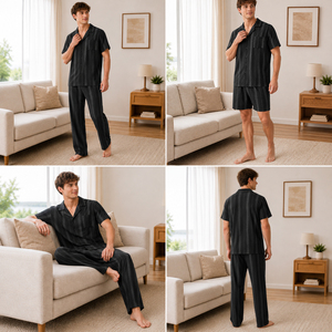 High End Sleepwear Minimalist Loose 3 Pieces Strip Home Wear <strong>Pajamas</strong> <strong>Men's</strong> Clothing <strong>Cheap</strong> - Product Image 6