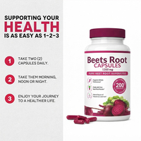 Capsules de poudre de racine de betterave - La poudre de betterave soutient la pression artérielle, les performances sportives, la digestion et le système immunitaire