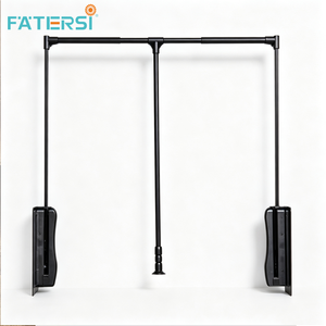 Tringle de penderie escamotable silencieuse avec système de rail à double <span class=keywords><strong>amortisseur</strong></span>, capacité 15 kg, fixation latérale pour armoire sur mesure et dressing - Product Image 1