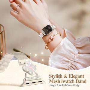 Bijoux en argent de mode de luxe Bracelet milanais personnalisé en gros compatible avec les bracelets Apple Watch pour femmes - Product Image 2