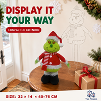 Poupée en peluche de Noël douce de 40-76 cm avec jambes extensibles, monstre vert, décoration sur pied pour la maison, l'hôtel, le magasin