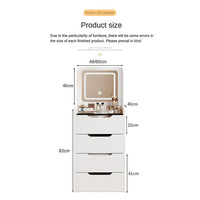 Nouvelle Coiffeuse Moderne à Prix Abordable avec Plateau Relevable, Petits Tiroirs en Bois, Table de Maquillage pour Fille avec Miroir LED