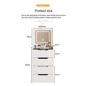 Nouvelle Coiffeuse Moderne à Prix Abordable avec Plateau Relevable, Petits Tiroirs en Bois, Table de Maquillage pour Fille avec Miroir LED - Product Image 6
