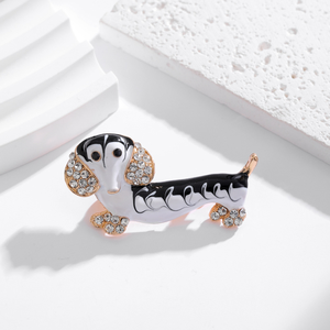새로운 유행 강아지 오일 드롭 브로치 VIP 개 합금 모조 다이아몬드 상감 동물 핀 만화 의류 선물 배지 - Product Image 3