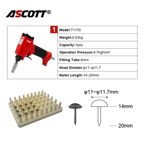 Engrapadora Neumática Decorativa ASCOTT T1170 para Fabricación <span class=keywords><strong>de</strong></span> Muebles con Bandeja para Clavos, Pistola <span class=keywords><strong>de</strong></span> Tapicería y Clavos, y Pistola Neumática para Piones - Product Image 2