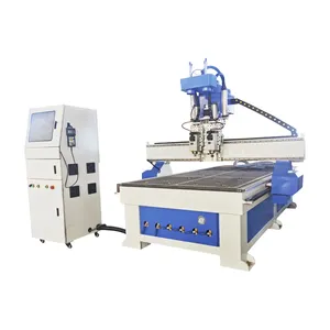 CNC Router 3 trục chủ yếu cho đồ nội thất 2 trục chính chế biến gỗ Bảng điều khiển 1325 CNC Router CNC Máy cắt