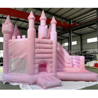 Château gonflable rose combiné avec toboggan, château de saut, maison de rebond pour les enfants, fête d'anniversaire, location pour événements de mariage