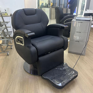 Fauteuil de Barbier Vintage Électrique Inclinable de Luxe et Haut de Gamme en Cuir Noir, Ultra Robuste et Magnifique, pour Hommes Avec <span class=keywords><strong>Massage</strong></span> - Product Image 4