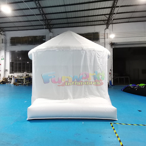 Outdoor party jumping bouncy castle white <b>inflatable</b> wedding bouncer house with curtain decoration - Product Image 2