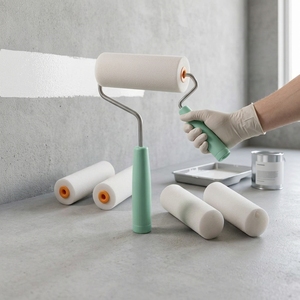 Rouleau à <span class=keywords><strong>peinture</strong></span> de 9 pouces, brosse en éponge de polyester, outil de <span class=keywords><strong>peinture</strong></span>, manche en métal pour la décoration des murs, des plafonds et de la maison - Product Image 4