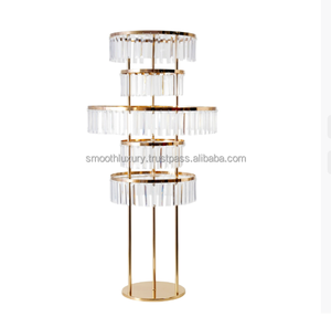 Centro de mesa de pedestal con soporte de flores redondo de metal alto liso para eventos - Product Image 2