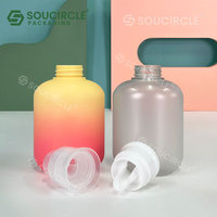 Bouteille vide ovale en plastique PET personnalisée de 300ml, adaptée au détergent/liquide de lessive, avec bouchon de contrôle de débit à double couche