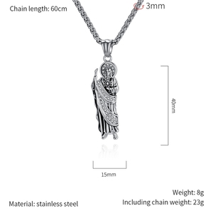 Collier Pendentif Hip Hop Saint Jude en Zircon, Acier Inoxydable, Bijou <span class=keywords><strong>de</strong></span> Mode Chrétien Catholique pour Hommes et Femmes - Product Image 6