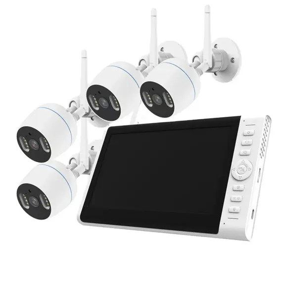 2MP Outdoor Security Camera System Set 4CH Wireless Surveillance Mini Camera CCTV Kit with 7" Monitor