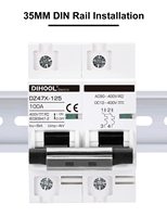 Interrupteur de déconnexion solaire bipolaire 100A 6kA IP20 pour isolateur de batterie de camping-car, système hors réseau pour panneaux photovoltaïques, montage sur rail DIN 35mm, disjoncteur AC/DC
