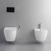 Norme européenne sans rebord suspendu mural salle de bain sanitaire bidet en céramique wc toilette suspendu ensemble de toilette