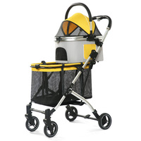 Poussette pour chien à double couche Panier détachable Poussette pour chien à trois volets avec animaux domestiques