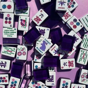Jeu de Mahjong américain 160 tuiles en acrylique violet, motif Lapin Porte-Bonheur, gravé, 1 couche, style <span class=keywords><strong>casino</strong></span>, moderne, durable et portable - Product Image 1