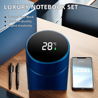 Ensemble cadeau de carnet d'entreprise personnalisable format A5, journal de luxe, boîte cadeau promotionnelle, stylo avec thermos LED et logo personnalisé