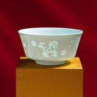 Kit de tasses Linglong en porcelaine émaillée haute température de Jingdezhen, réutilisable, style céladon, ensemble de bols du zodiaque, nouveau style chinois national