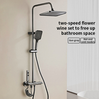 Moderna Ducha Digital LED de Lujo Montada en la Pared con Acabado Cromado, Doble Grifo, Chorro/Ducha de Lluvia/Chorro Suave, Barra Deslizante y Control de Termostato