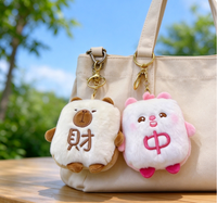 Porte-clés en peluche mignon sur le thème du mahjong chinois, breloque de sac en peluche, pendentif porte-bonheur doux, vente en gros